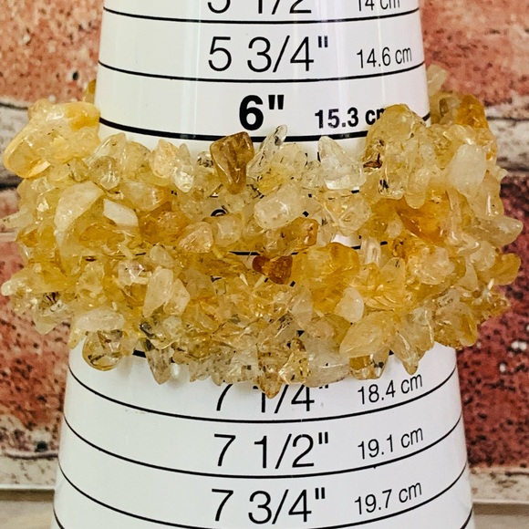 Golden Citrine Gemstone Mesh Stretch Bracelet - Picture 3 of 4